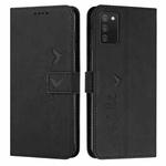For Samsung Galaxy A02S 164mm EU Version Skin Feel Heart Pattern Leather Phone Case(Black)