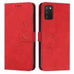 For Samsung Galaxy A02S 166mm US Version Skin Feel Heart Pattern Leather Phone Case(Red)