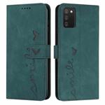 For Samsung Galaxy A02S 166mm US Version Skin Feel Heart Pattern Leather Phone Case(Green)