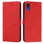 For Samsung Galaxy A03 Core Skin Feel Heart Pattern Leather Phone Case(Red)