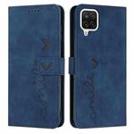 For Samsung Galaxy A12 Skin Feel Heart Pattern Leather Phone Case(Blue)