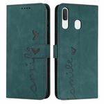 For Samsung Galaxy A20/A30 Skin Feel Heart Pattern Leather Phone Case(Green)