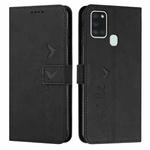 For Samsung Galaxy A21S Skin Feel Heart Pattern Leather Phone Case(Black)