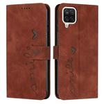 For Samsung Galaxy A22 4G Skin Feel Heart Pattern Leather Phone Case(Brown)