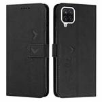 For Samsung Galaxy A22 4G Skin Feel Heart Pattern Leather Phone Case(Black)
