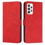 For Samsung Galaxy A32 4G Skin Feel Heart Pattern Leather Phone Case(Red)