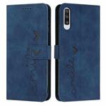 For Samsung Galaxy A50 Skin Feel Heart Pattern Leather Phone Case(Blue)