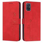 For Samsung Galaxy A51 4G Skin Feel Heart Pattern Leather Phone Case(Red)