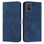 For Samsung Galaxy A51 4G Skin Feel Heart Pattern Leather Phone Case(Blue)