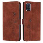 For Samsung Galaxy A51 5G Skin Feel Heart Pattern Leather Phone Case(Brown)