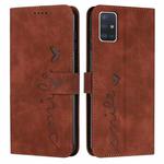 For Samsung Galaxy A71 4G Skin Feel Heart Pattern Leather Phone Case(Brown)