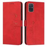 For Samsung Galaxy A71 4G Skin Feel Heart Pattern Leather Phone Case(Red)