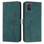 For Samsung Galaxy A71 5G Skin Feel Heart Pattern Leather Phone Case(Green)