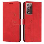 For Samsung Galaxy Note20 Ultra Skin Feel Heart Pattern Leather Phone Case(Red)