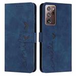 For Samsung Galaxy Note20 Ultra Skin Feel Heart Pattern Leather Phone Case(Blue)