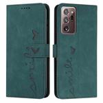 For Samsung Galaxy Note20 Ultra Skin Feel Heart Pattern Leather Phone Case(Green)