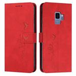 For Samsung Galaxy S9 Skin Feel Heart Pattern Leather Phone Case(Red)