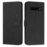 For Samsung Galaxy S10 Skin Feel Heart Pattern Leather Phone Case(Black)