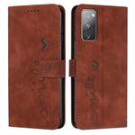 For Samsung Galaxy S20 FE Skin Feel Heart Pattern Leather Phone Case(Brown)