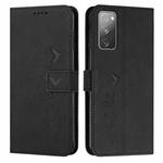 For Samsung Galaxy S20 FE Skin Feel Heart Pattern Leather Phone Case(Black)