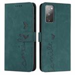 For Samsung Galaxy S20 FE Skin Feel Heart Pattern Leather Phone Case(Green)
