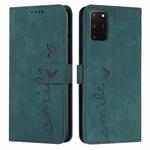 For Samsung Galaxy S20+ Skin Feel Heart Pattern Leather Phone Case(Green)