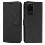 For Samsung Galaxy S20 Ultra Skin Feel Heart Pattern Leather Phone Case(Black)