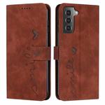 For Samsung Galaxy S21 Skin Feel Heart Pattern Leather Phone Case(Brown)