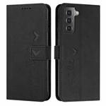For Samsung Galaxy S21 Skin Feel Heart Pattern Leather Phone Case(Black)