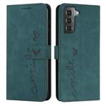 For Samsung Galaxy S21 Skin Feel Heart Pattern Leather Phone Case(Green)