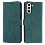 For Samsung Galaxy S22 Skin Feel Heart Pattern Leather Phone Case(Green)