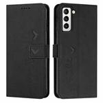 For Samsung Galaxy S22+ Skin Feel Heart Pattern Leather Phone Case(Black)