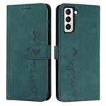 For Samsung Galaxy S22+ Skin Feel Heart Pattern Leather Phone Case(Green)