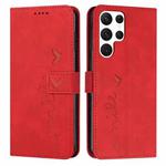 For Samsung Galaxy S22 Ultra Skin Feel Heart Pattern Leather Phone Case(Red)