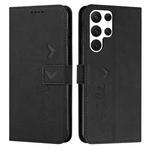 For Samsung Galaxy S22 Ultra Skin Feel Heart Pattern Leather Phone Case(Black)