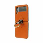 For Samsung Galaxy Z Flip3 5G Cross Texture Genuine Leather Folding Phone Case(Orange)