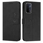 For OPPO A54/A74/A93 Skin Feel Heart Pattern Leather Phone Case(Black)