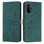 For OPPO A54/A74/A93 Skin Feel Heart Pattern Leather Phone Case(Green)