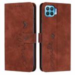 For OPPO A73/F17 Skin Feel Heart Pattern Leather Phone Case(Brown)