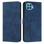 For OPPO A73/F17 Skin Feel Heart Pattern Leather Phone Case(Blue)