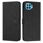 For OPPO A73/F17 Skin Feel Heart Pattern Leather Phone Case(Black)