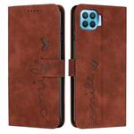 For OPPO A93 4G/F17 Pro Skin Feel Heart Pattern Leather Phone Case(Brown)