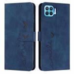 For OPPO A93 4G/F17 Pro Skin Feel Heart Pattern Leather Phone Case(Blue)