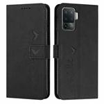 For OPPO A94 4G/F19 Pro Skin Feel Heart Pattern Leather Phone Case(Black)