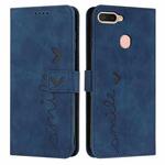 For OPPO A7/A5s/A12 Skin Feel Heart Pattern Leather Phone Case(Blue)