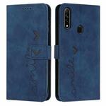 For OPPO A8/A31 Skin Feel Heart Pattern Leather Phone Case(Blue)