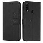 For OPPO A8/A31 Skin Feel Heart Pattern Leather Phone Case(Black)