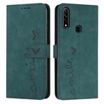For OPPO A8/A31 Skin Feel Heart Pattern Leather Phone Case(Green)