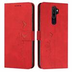 For Oppo A9 2020 Skin Feel Heart Pattern Leather Phone Case(Red)