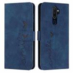 For Oppo A9 2020 Skin Feel Heart Pattern Leather Phone Case(Blue)